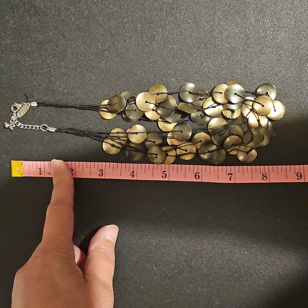 Multi Disk Layered Choker Necklace - Picture 5 of 5